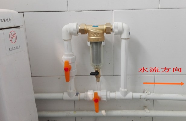 接管連接前置過濾器示意圖，一進一出方便連接和過濾！